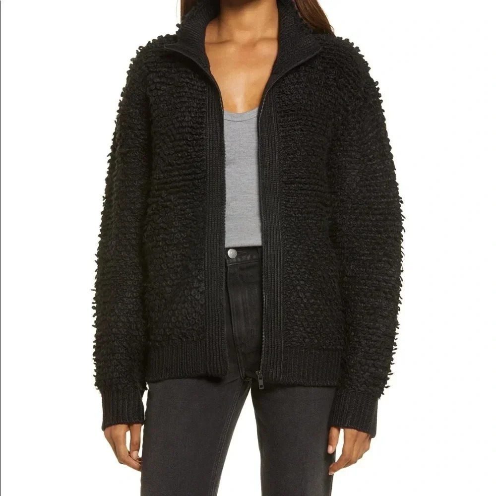 Treasure & Bond Loop Yarn Zip Front Jacket 2X